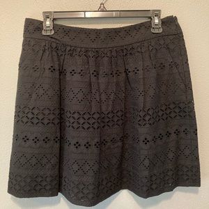 Loft Black Eyelet Skirt Size 8